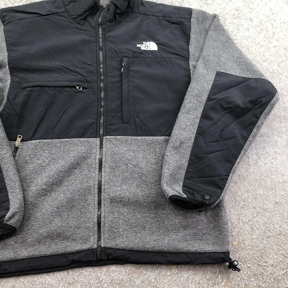 The North Face Jacket Mens Medium Gray Fleece Full Zip Pockets Outdoor Hiking